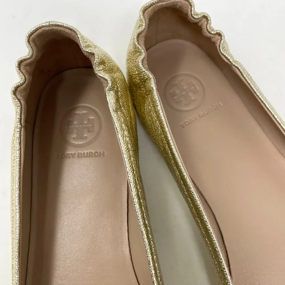 Tory Burch Gold Logo Ballet Flats